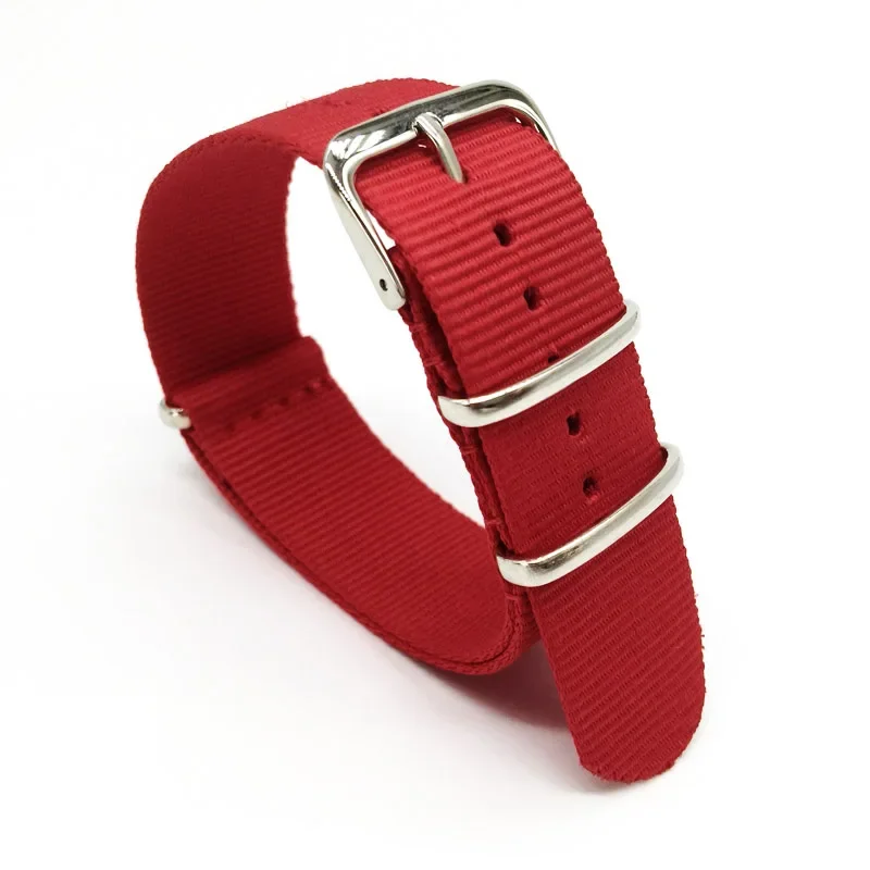 Nato Strap Nylon - Red Nylon Strap Men&Women 18mm 20mm