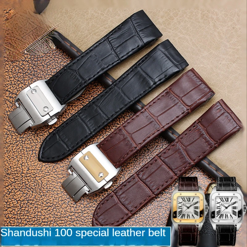 Genuine Leather Watchband for  - огляд і ціна Cartier Watch Santos