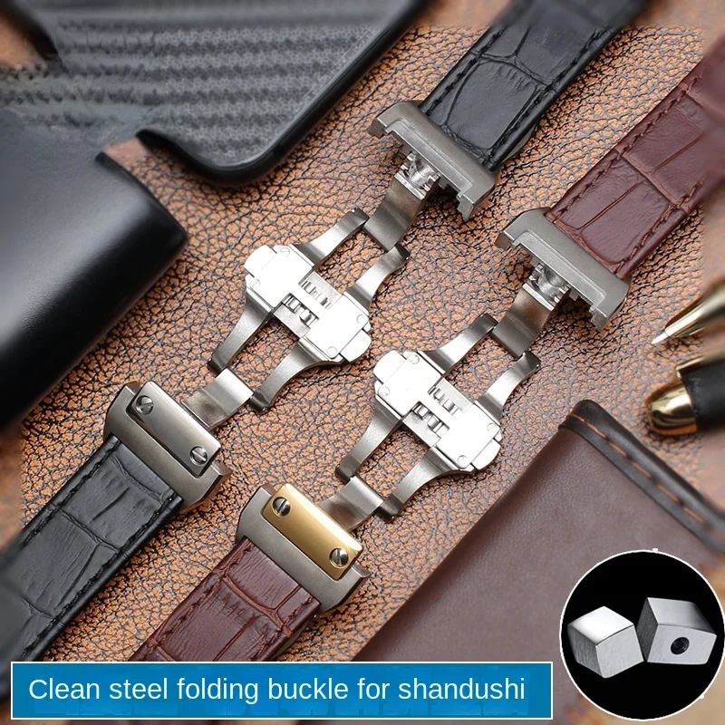 Genuine Leather Watchband for  - огляд і ціна Cartier Watch Santos