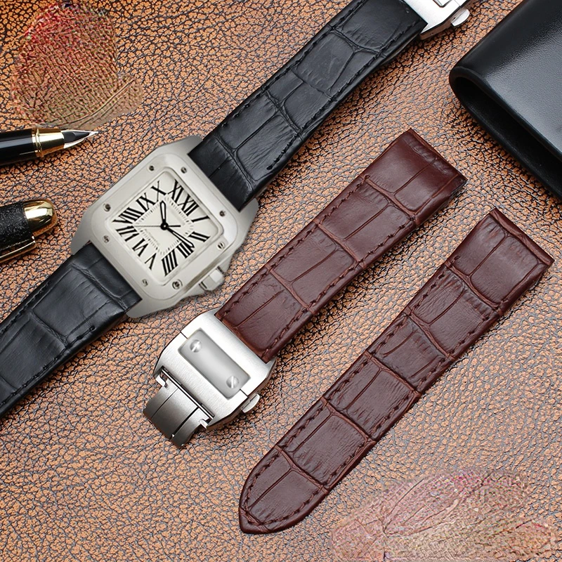 Genuine Leather Watchband for  - огляд і ціна Cartier Watch Santos